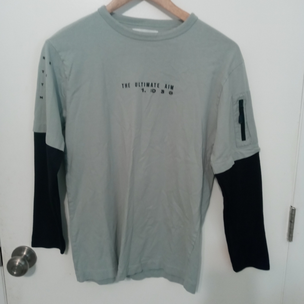 Zara "THE ULTIMATE AIM" Juniors Long sleeve Mixed media Shirt Zip pocket sleeve